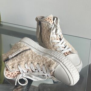 Dolce Vita Cream and Tan High-Top Sneakers